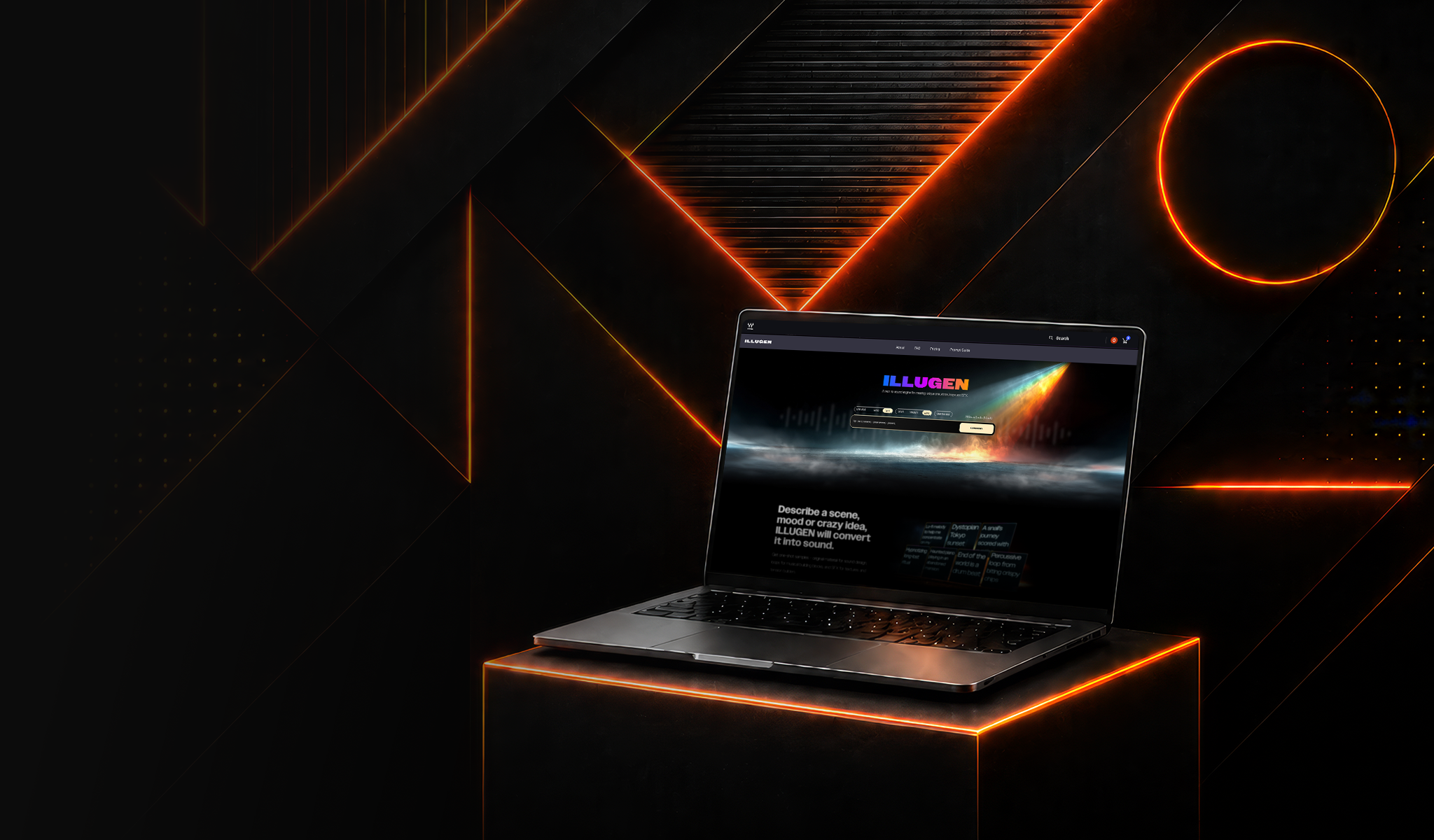 IlluGen landing page hero visual, tablet