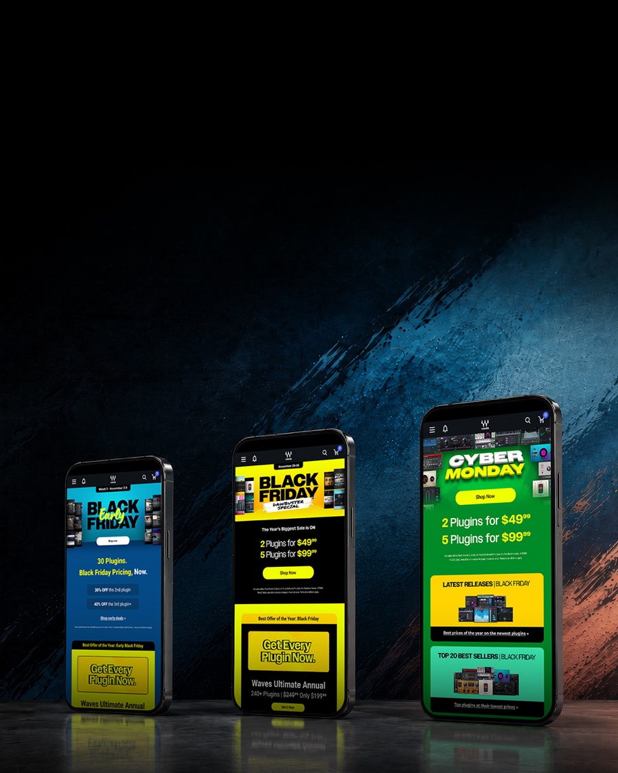 Waves Audio early Black Friday to Cyber Monday hero visual, mobile